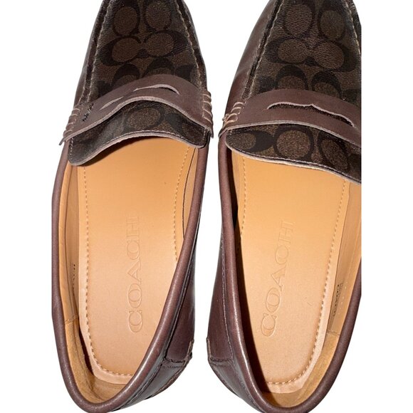 Coach Liam Men's Driver Loafers Brown Dark Saddle Jacquard Slip On Size 12 12D - Picture 7 of 12